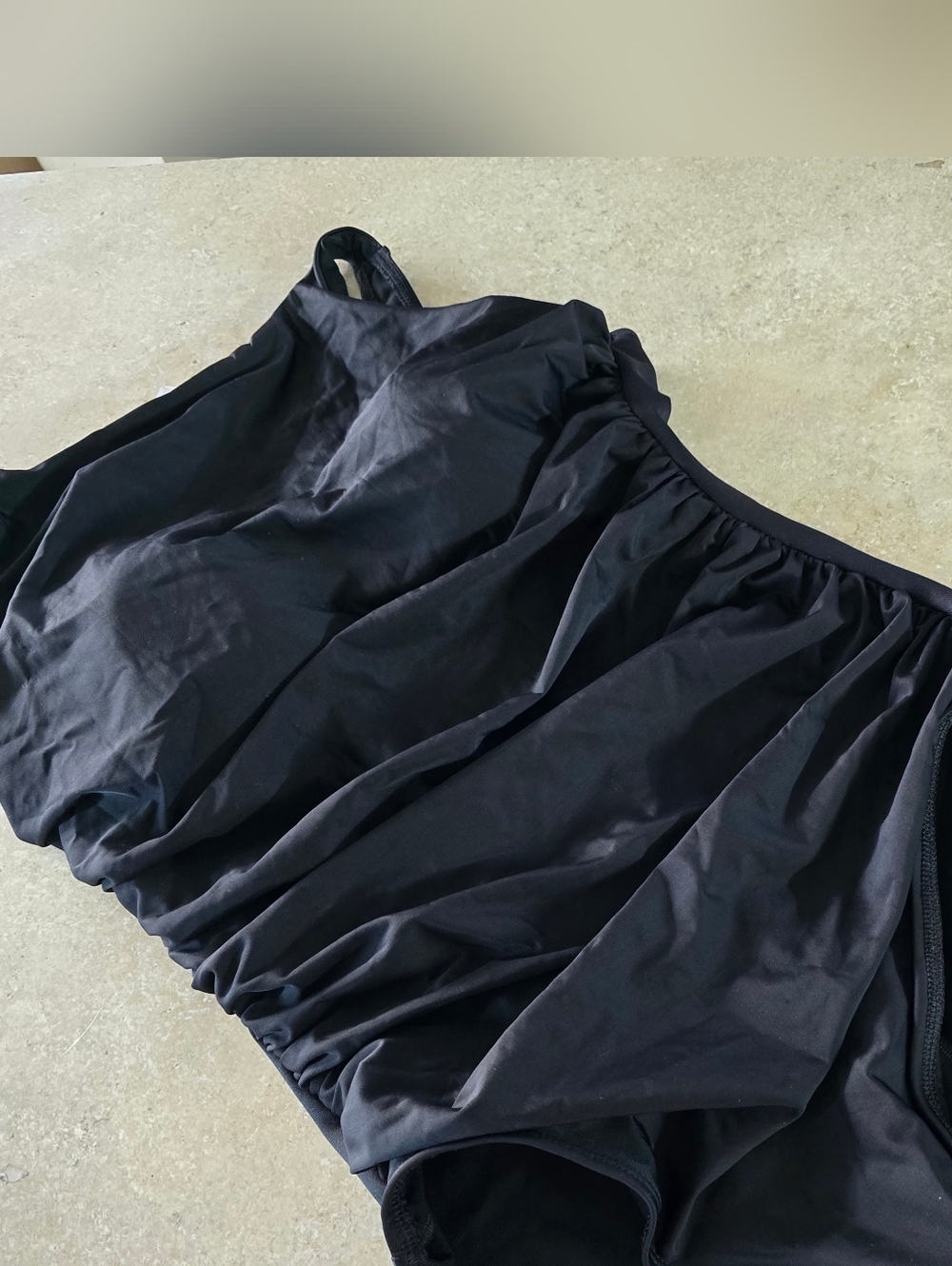 Miraclesuit Black Off-Shoulder Swim Top with Ruched Detail Sz 14 New